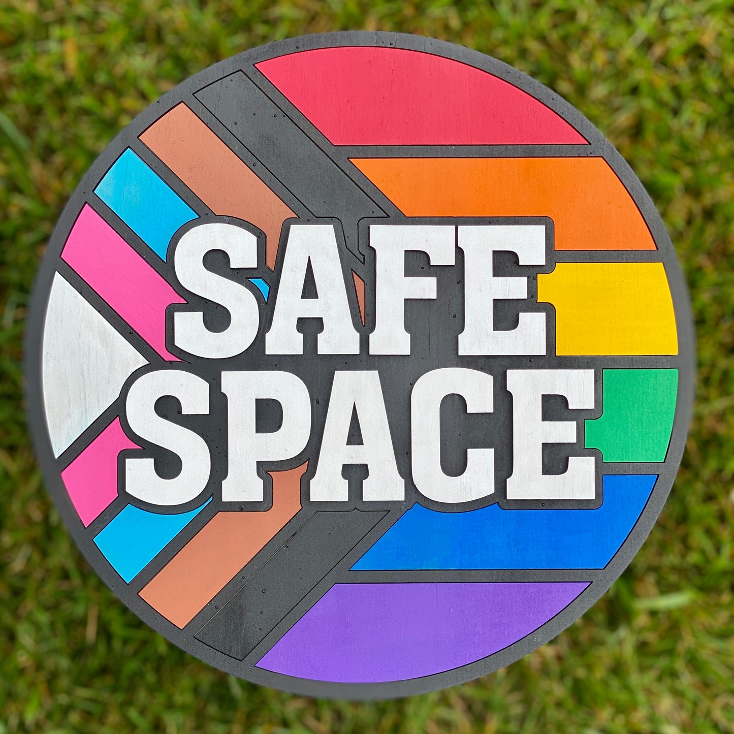 Rainbow Pride LGBTQ Safe Space Wood Decor Sign