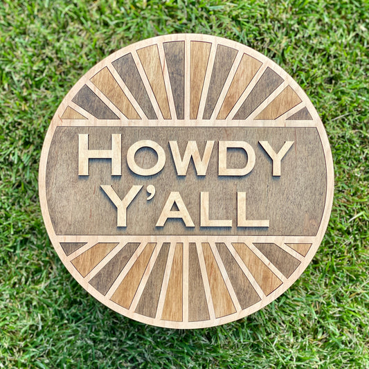 Howdy Y’all Rustic Wood Door Hanger Sign
