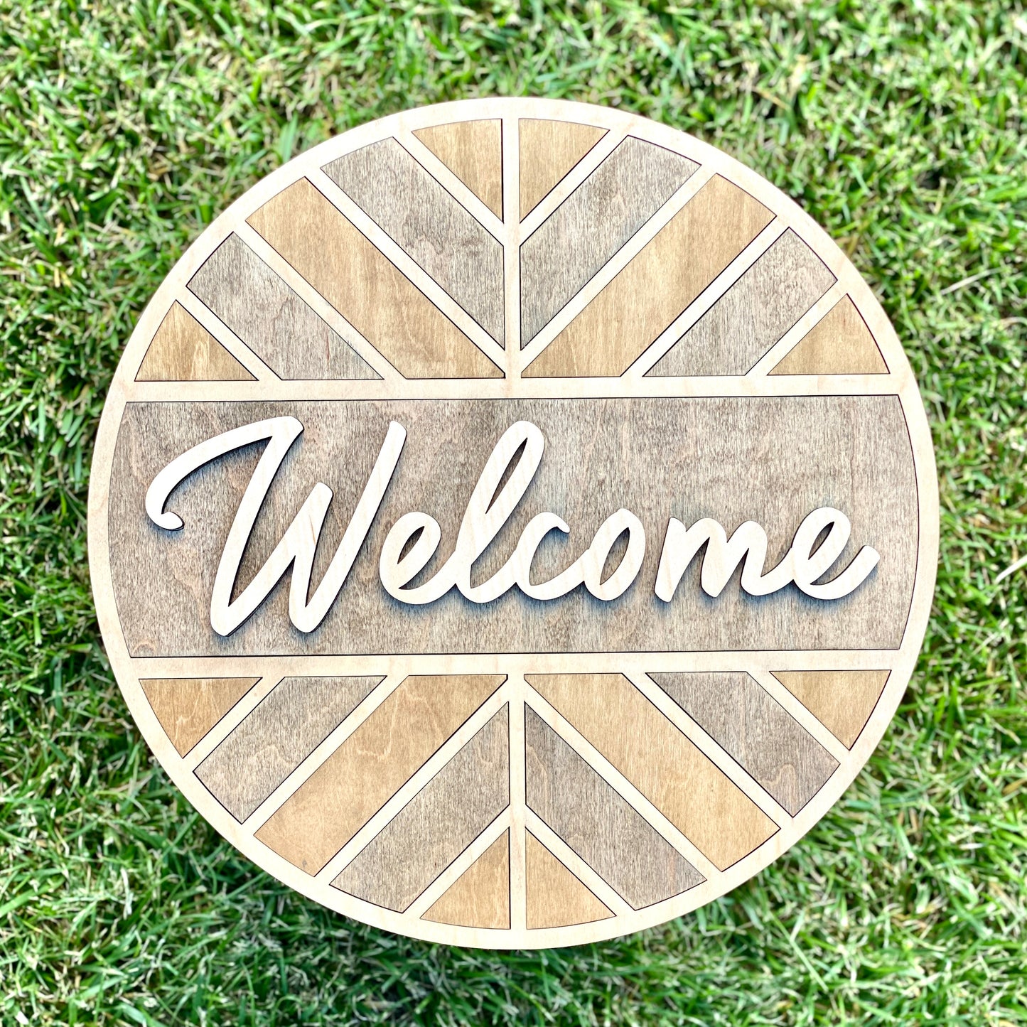 Rustic Welcome Wood Door Hanger Sign