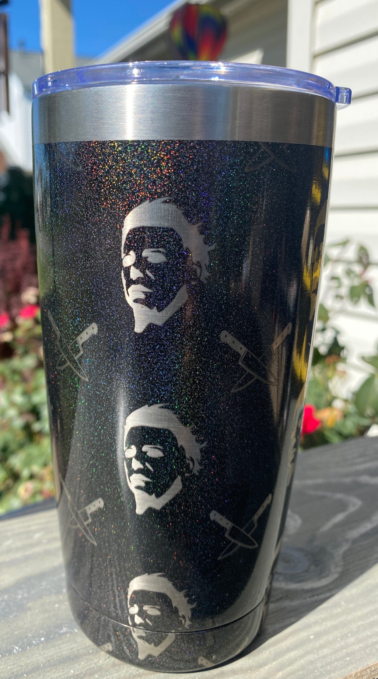 Michael Myers Halloween Tumbler (20oz. Black Shimmer)