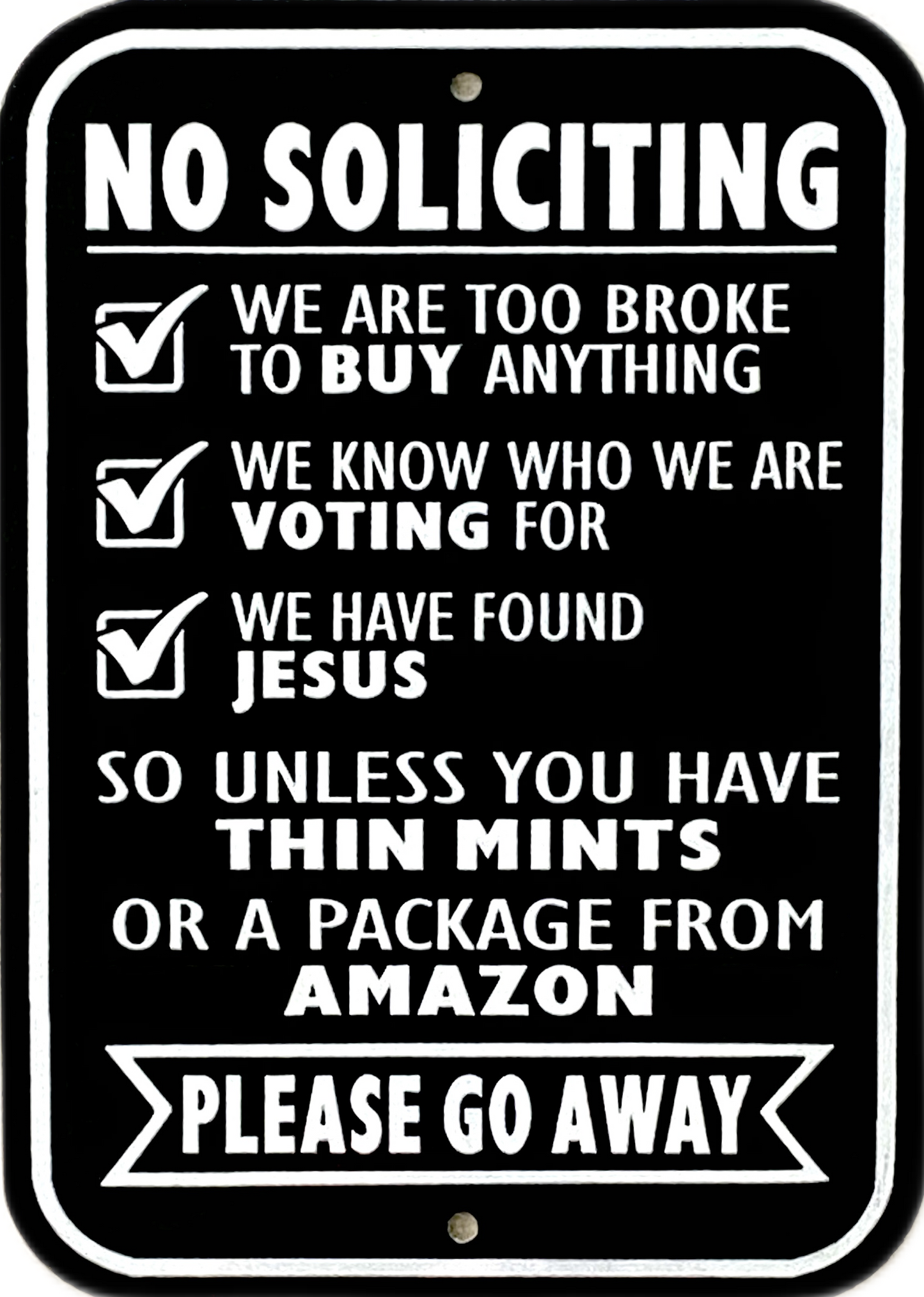 No Soliciting Sign - Thin Mints or Amazon