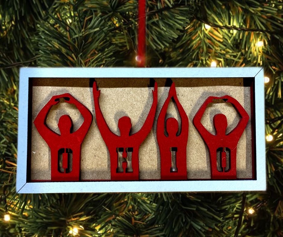 Scarlet & Gray Ohio O-H-I-O Christmas Tree Ornament