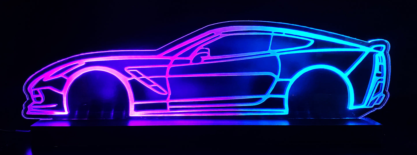 C7 Corvette Interactive Light Up LED Color Changing Cut Out Acrylic Sign
