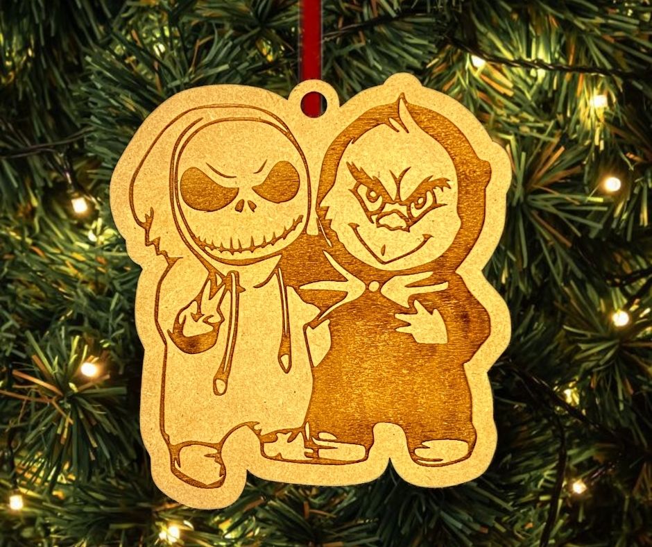 Jack and Grinch Hood Buddies Christmas Tree Ornament