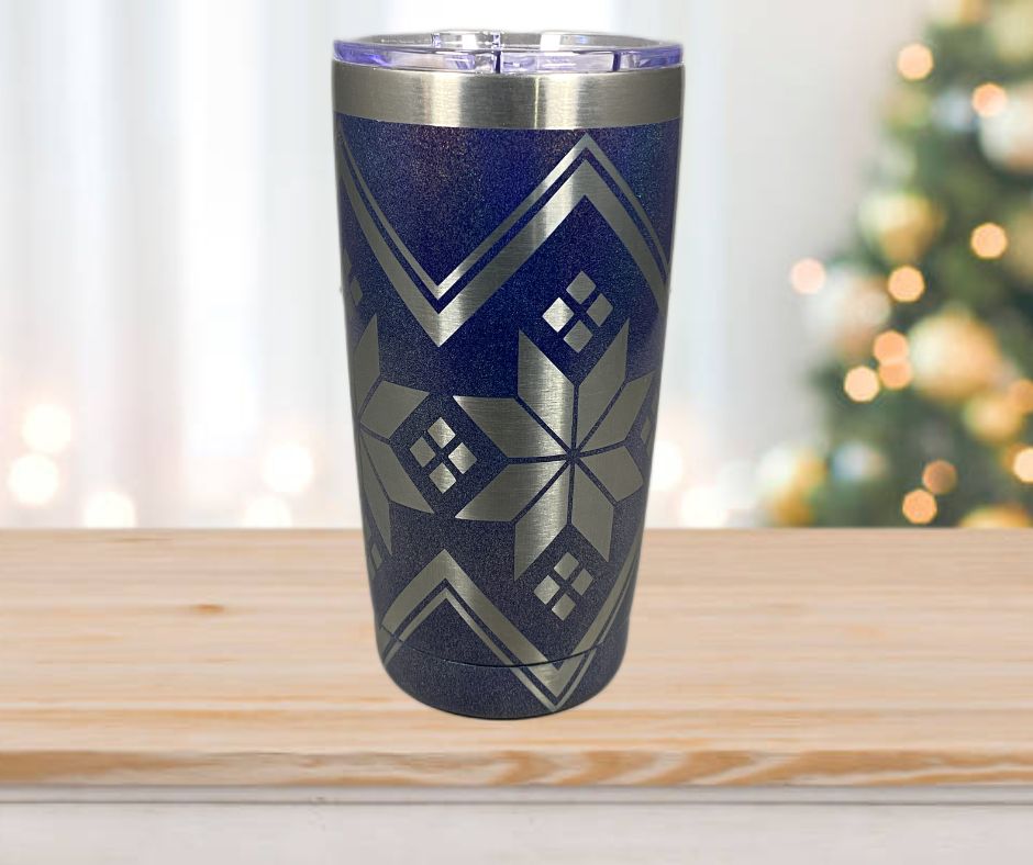 20 oz. Sweater Pattern on Blue Shimmer Tumbler