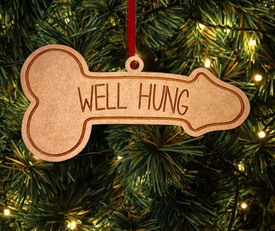 Well Hung Funny Christmas Tree Ornament