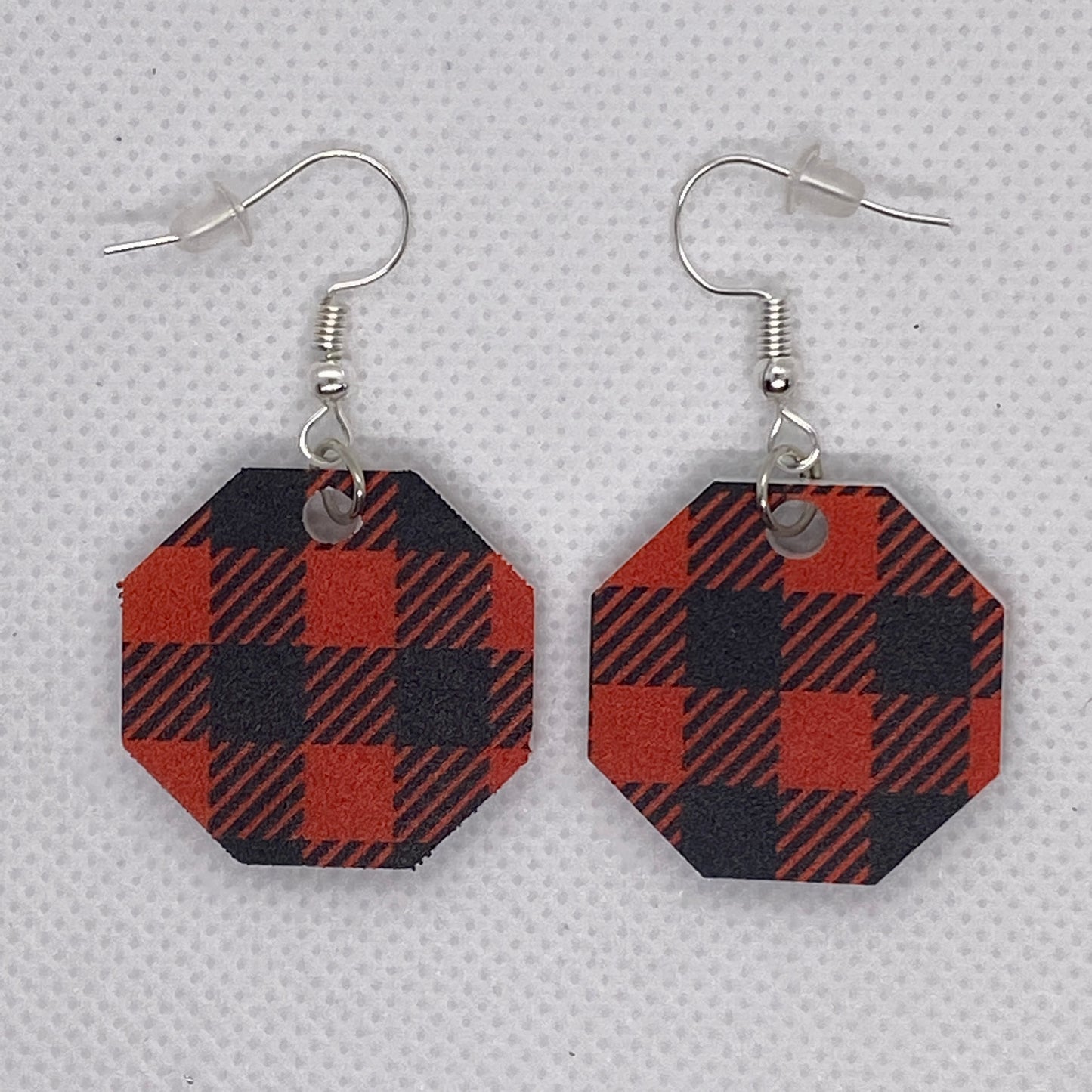 Buffalo Plaid Hexagon Earrings