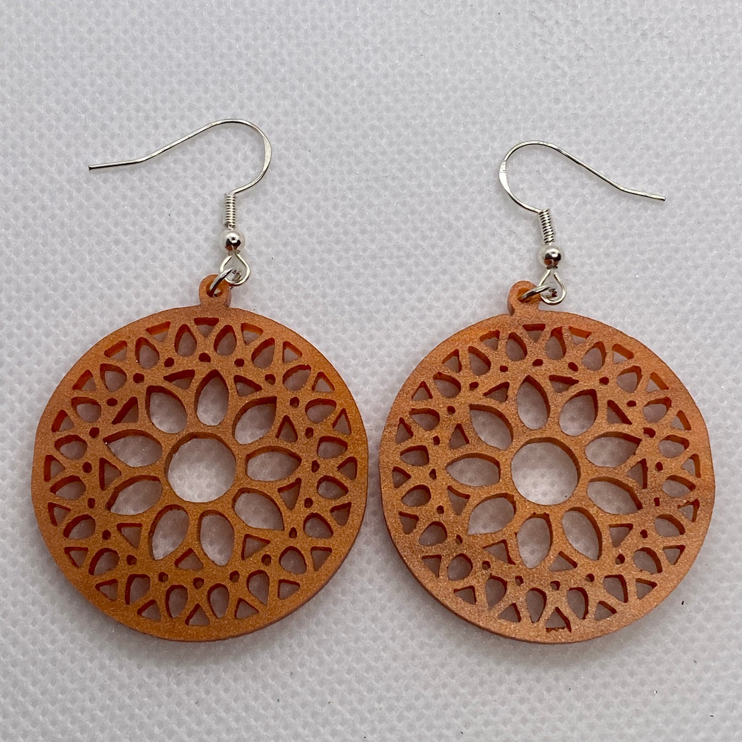 Bronze Marble Acrylic Flower Circle Earrings