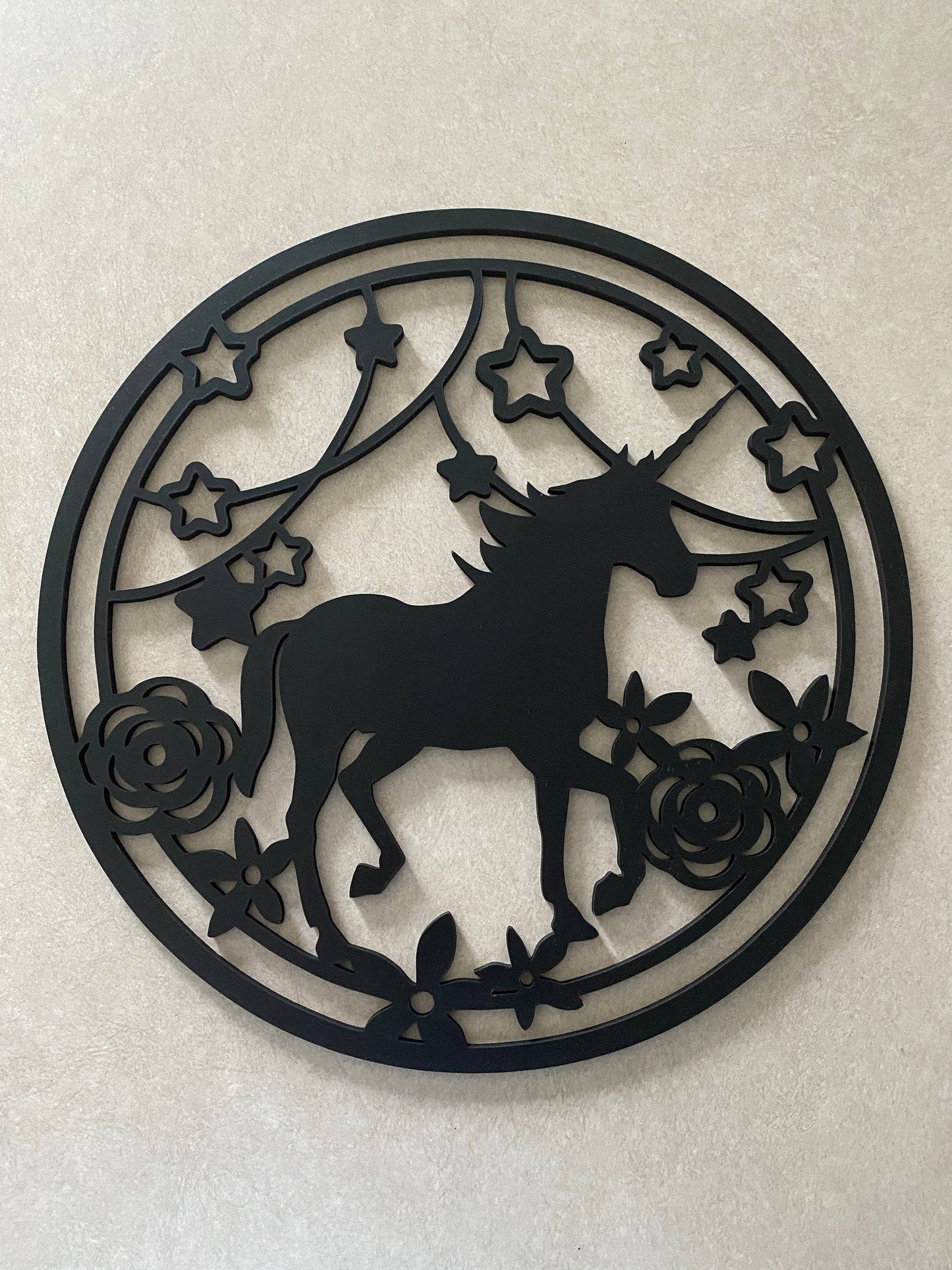 Unicorn Round Cut Out Art Wall Hanging