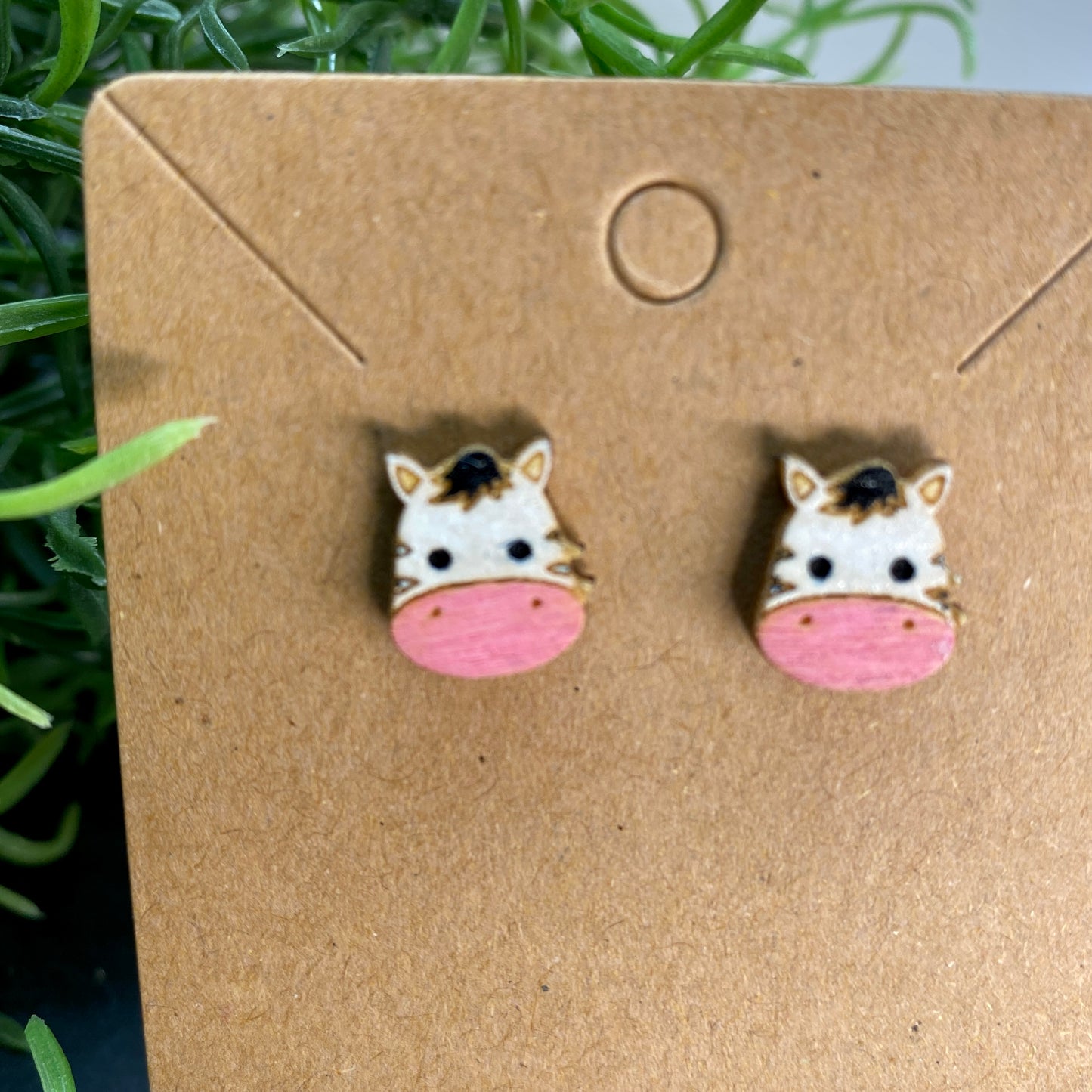 Zebra Wood Stud Earrings