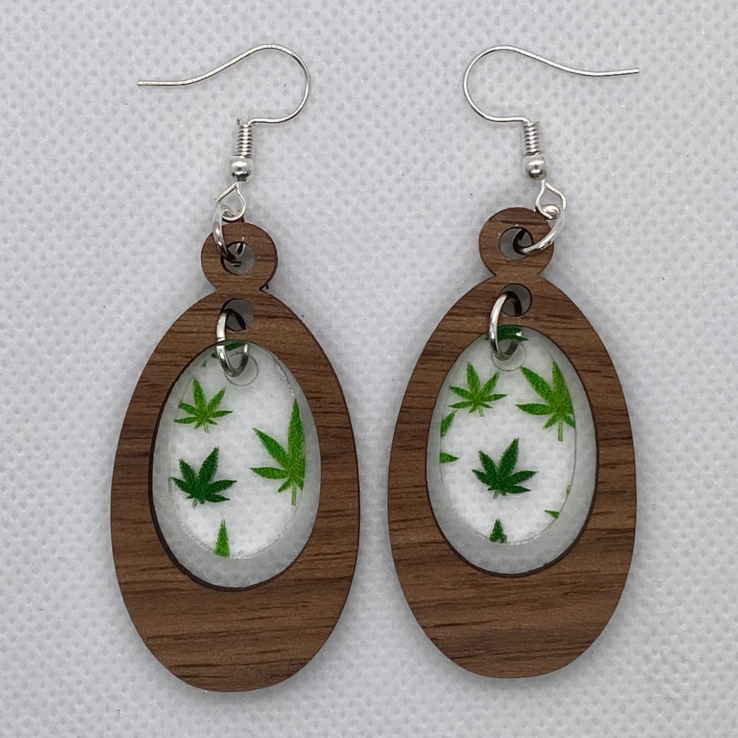 Weed & Wood Oval Acrylic Earrings