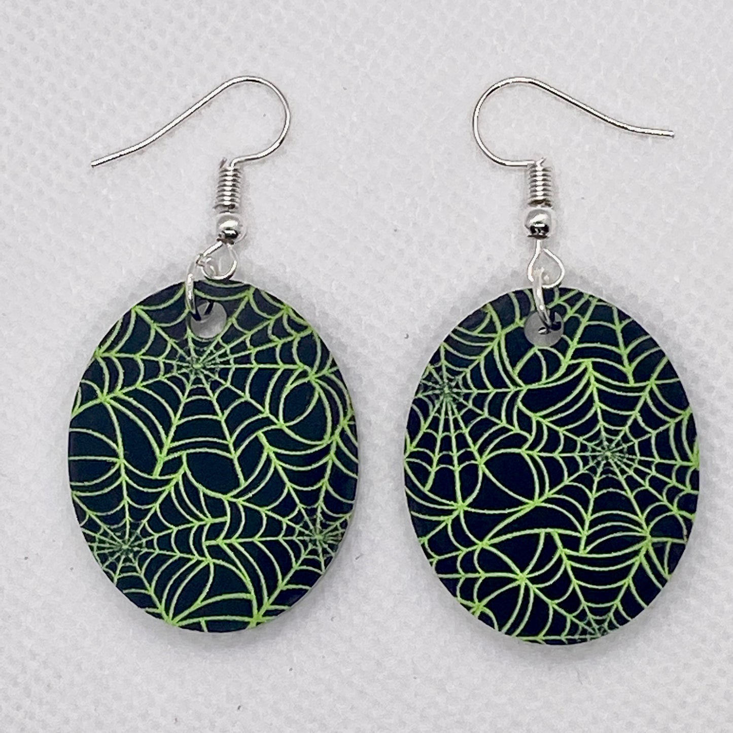 Spiderweb Print Acrylic Earrings (Choice of shape and color!)