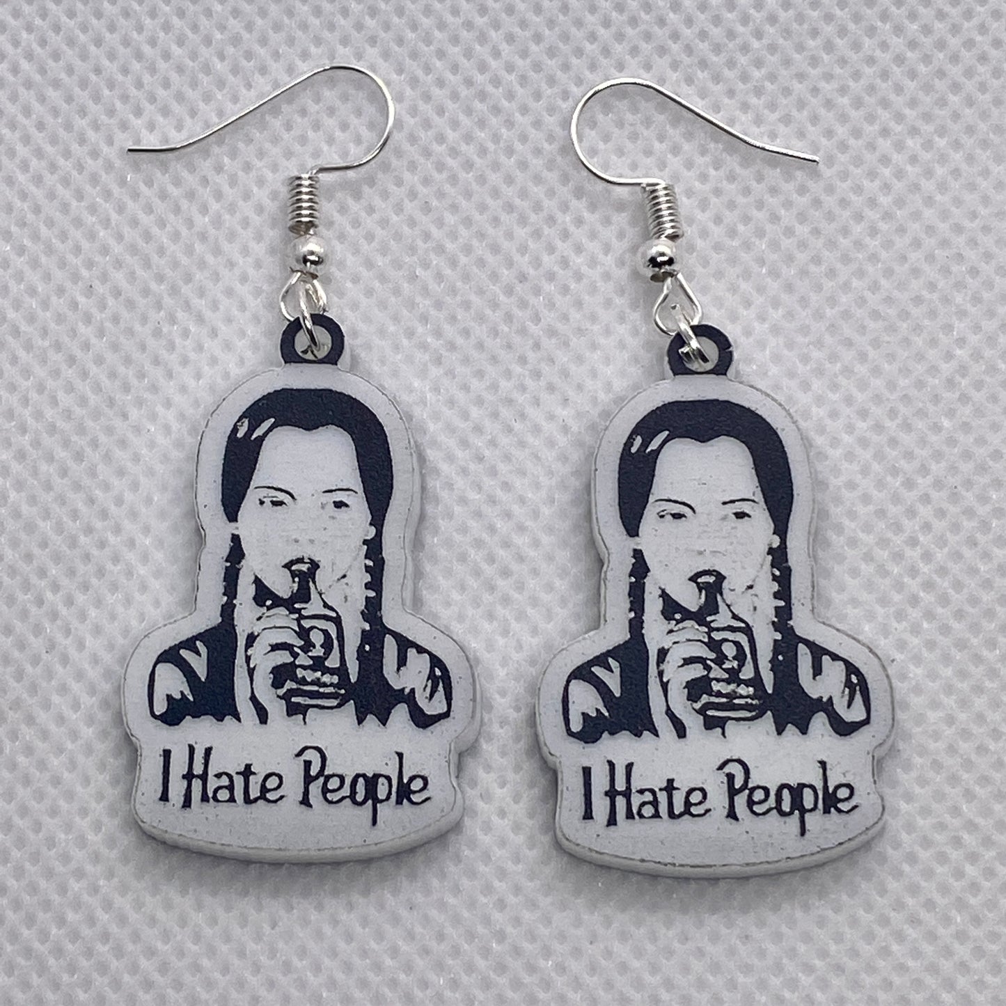Wednesday Addams - I Hate People Acrylic Earrings