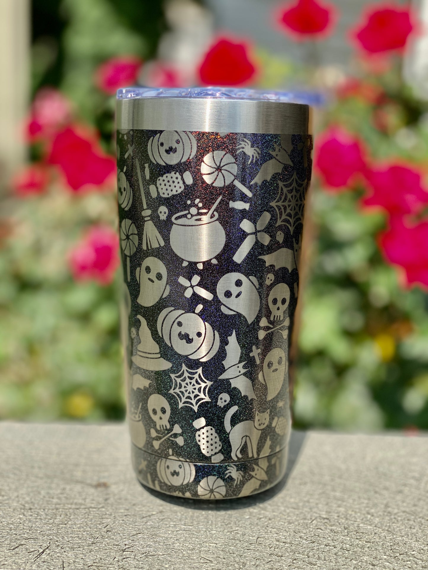 Halloween Pattern Tumbler (20oz. Black Shimmer)