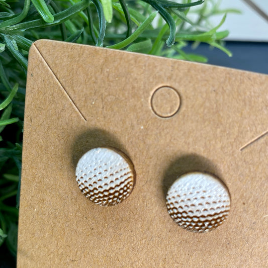 Golf Balls Wood Stud Earrings