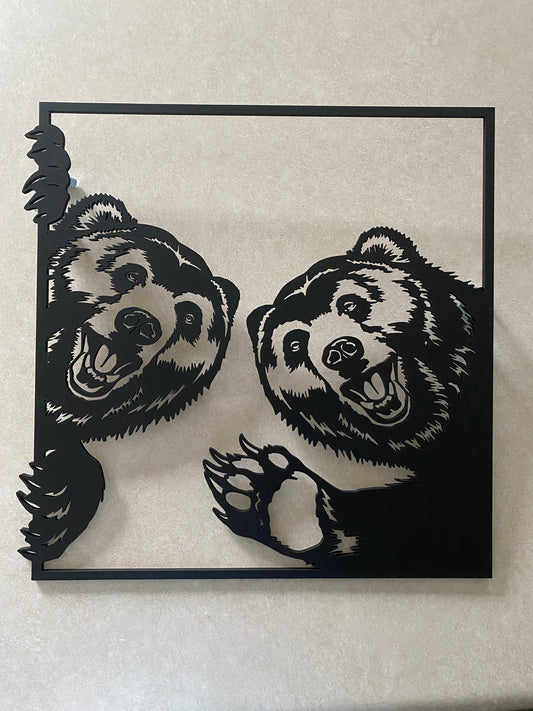 Bears Waiving Cut Out Art Wall Hanging