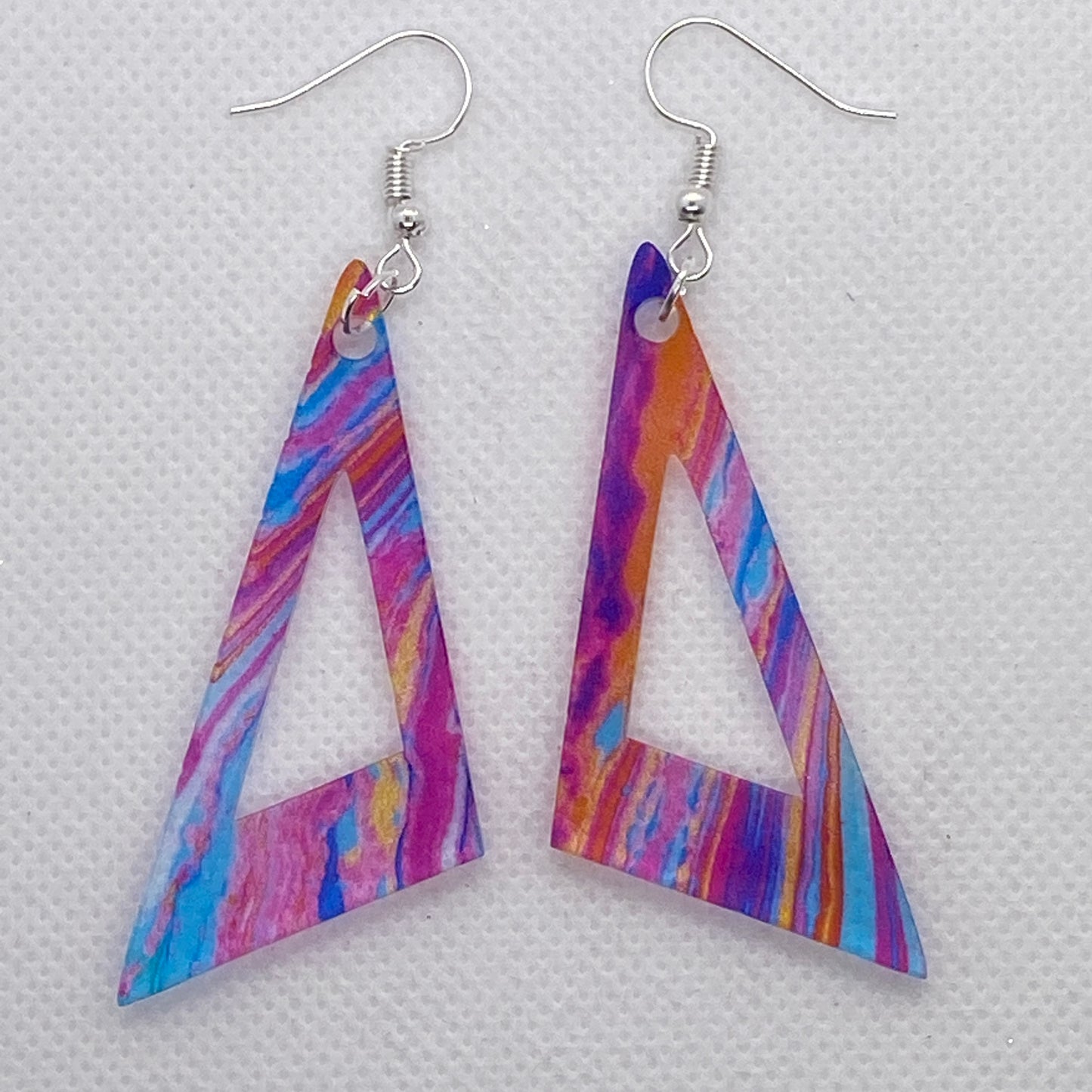 Multi-Color Oil Slick Triangle Cut Out Acrylic Earrings