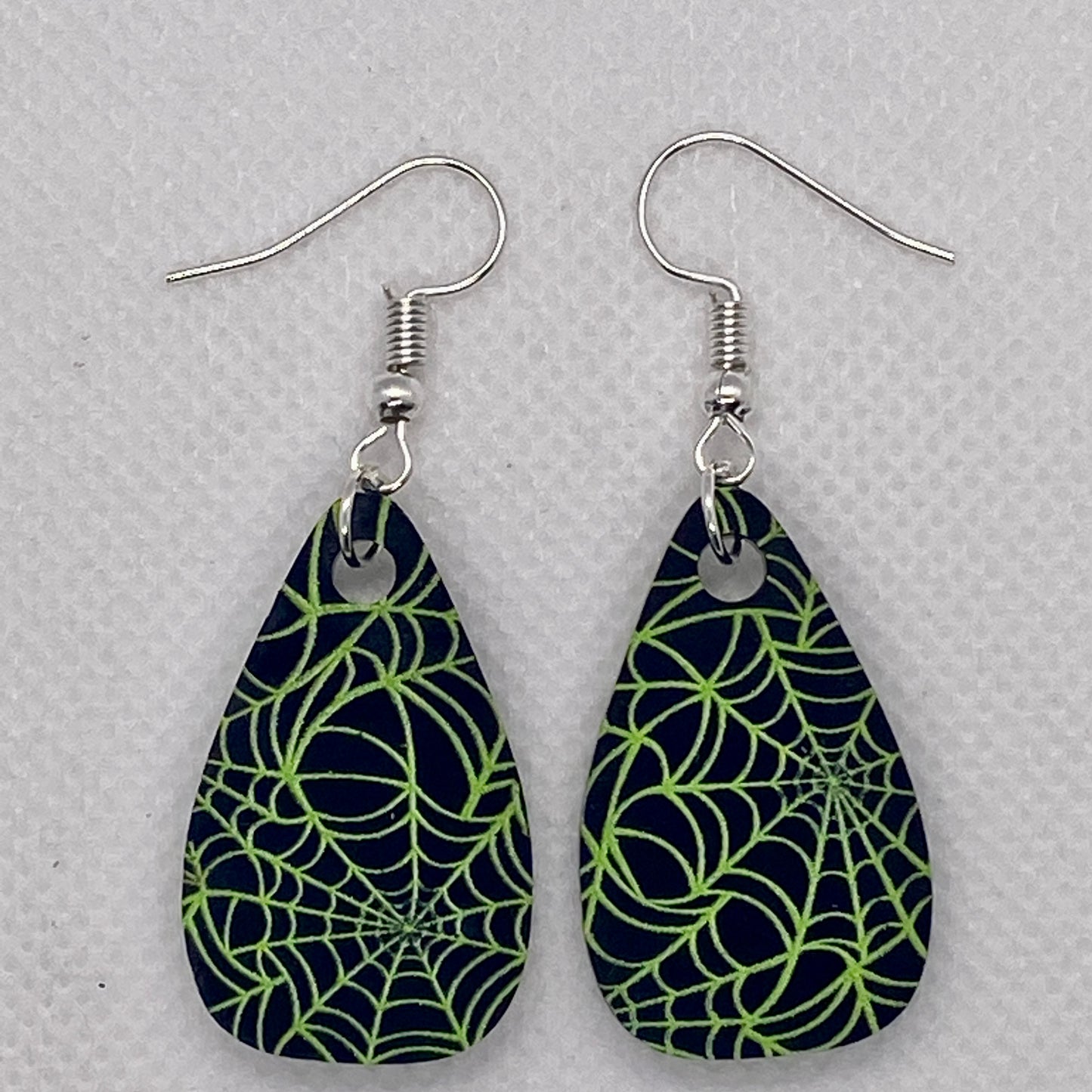 Spiderweb Print Acrylic Earrings (Choice of shape and color!)