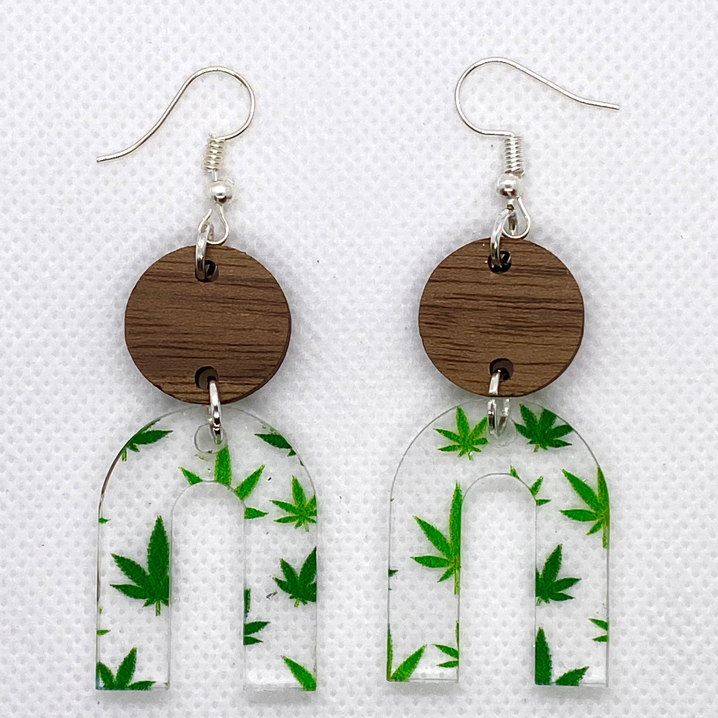 Weed & Wood Circle and Horseshoe Acrylic Earrings