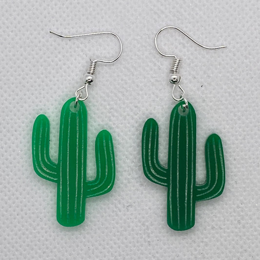 Green Cactus Acrylic Earrings