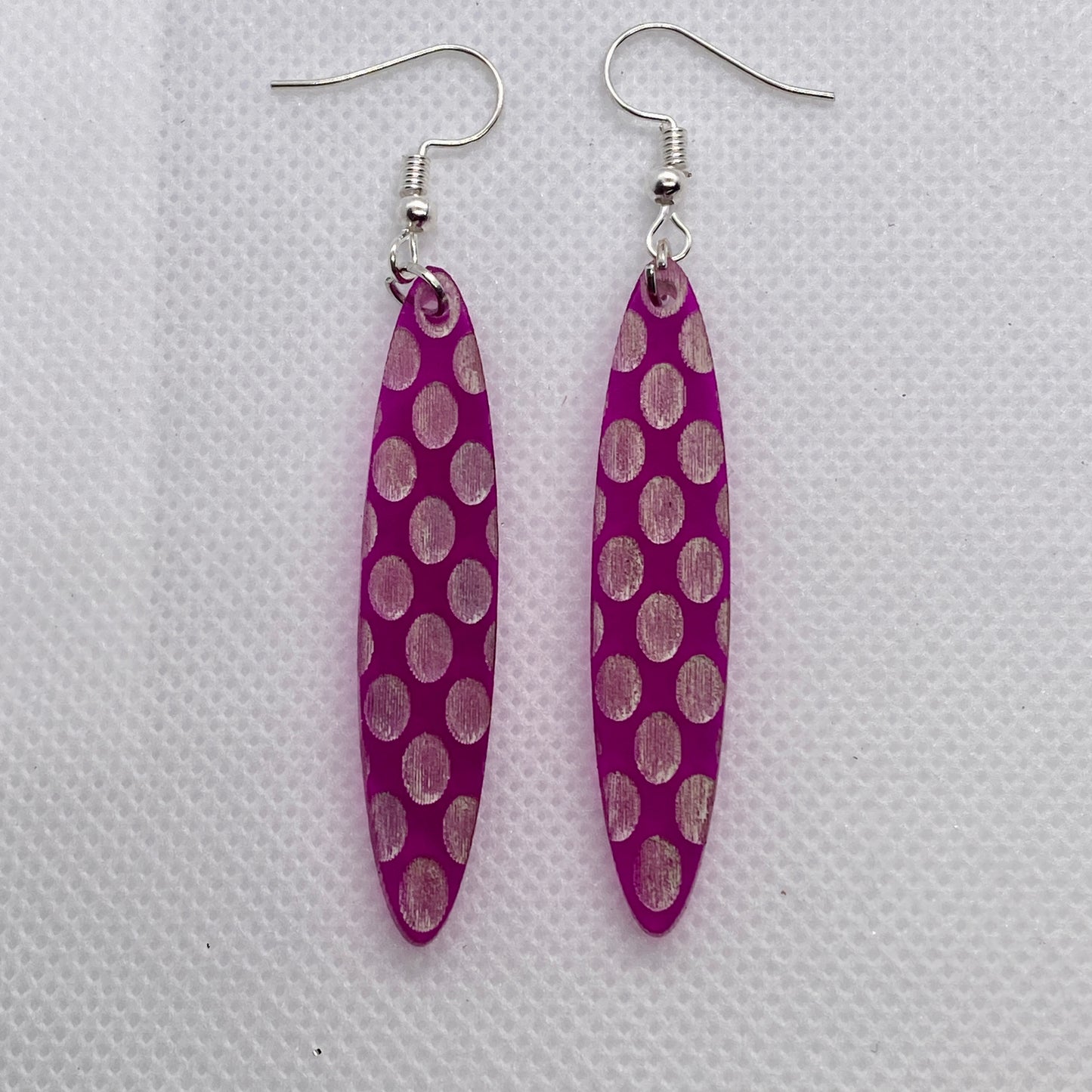 Pink Polka Dot Tall Oval Earrings
