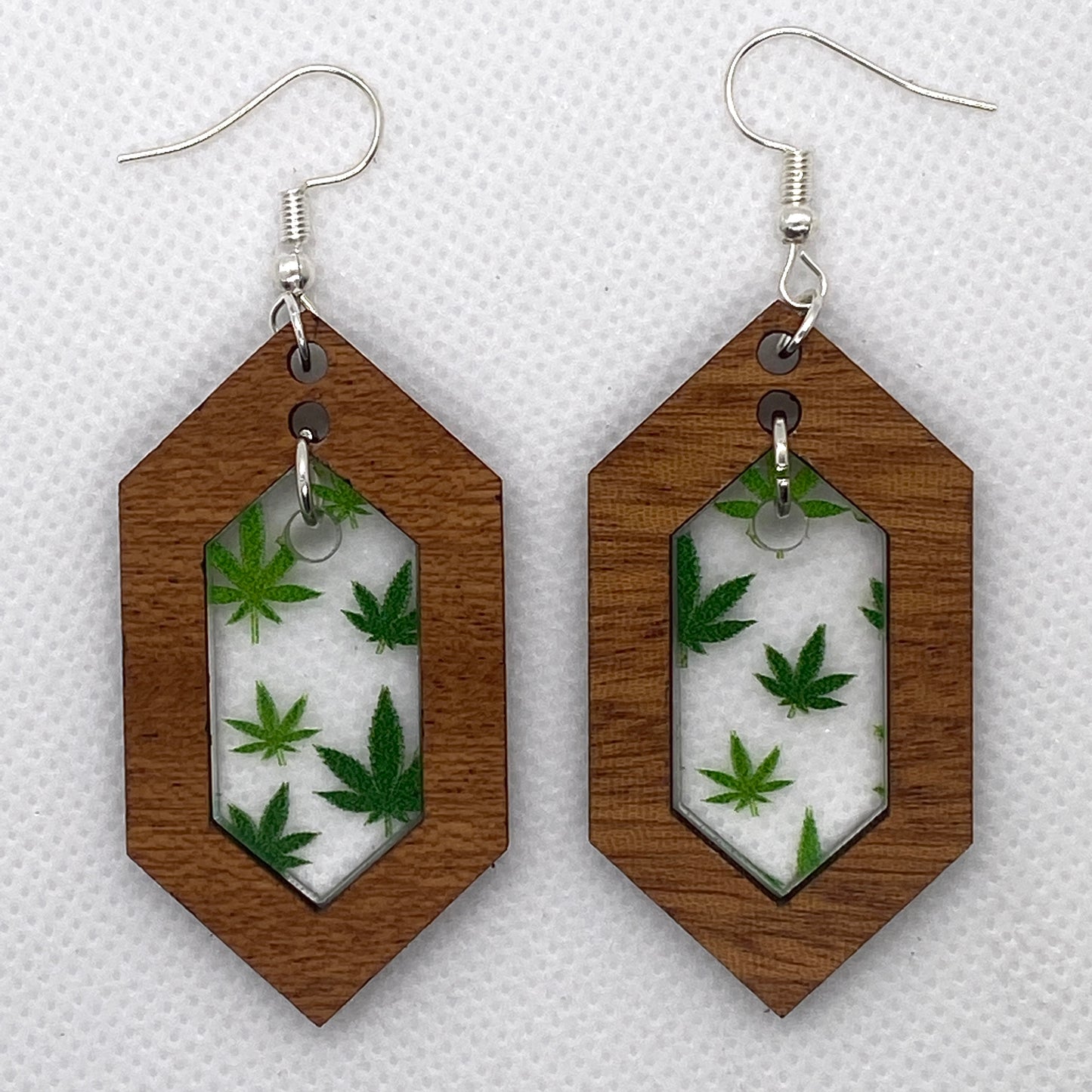 Weed & Wood Diamond Shape Acrylic Earrings