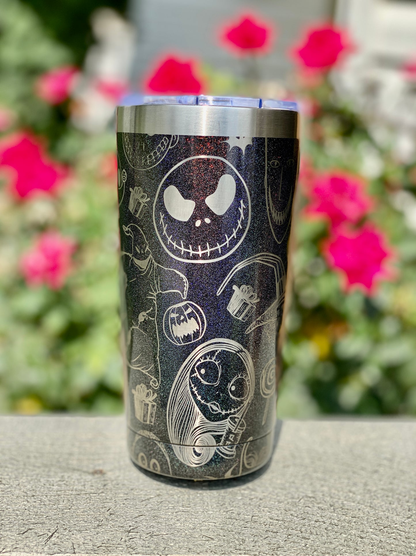Jack and Sally Tumbler (20oz. Black Shimmer)