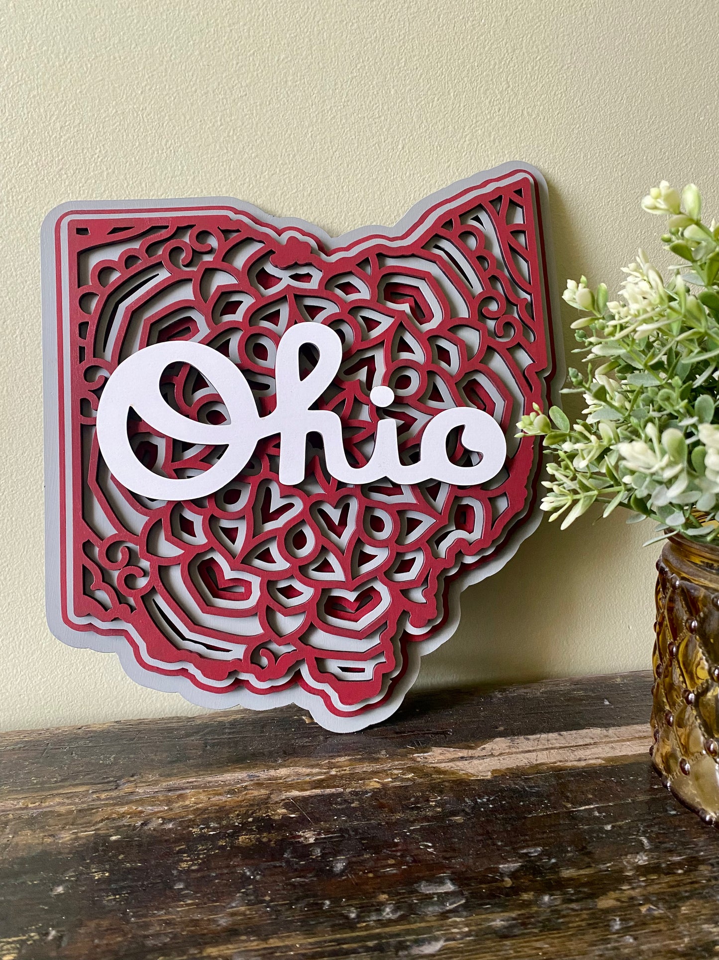 Ohio Layered Art Wall Hanging