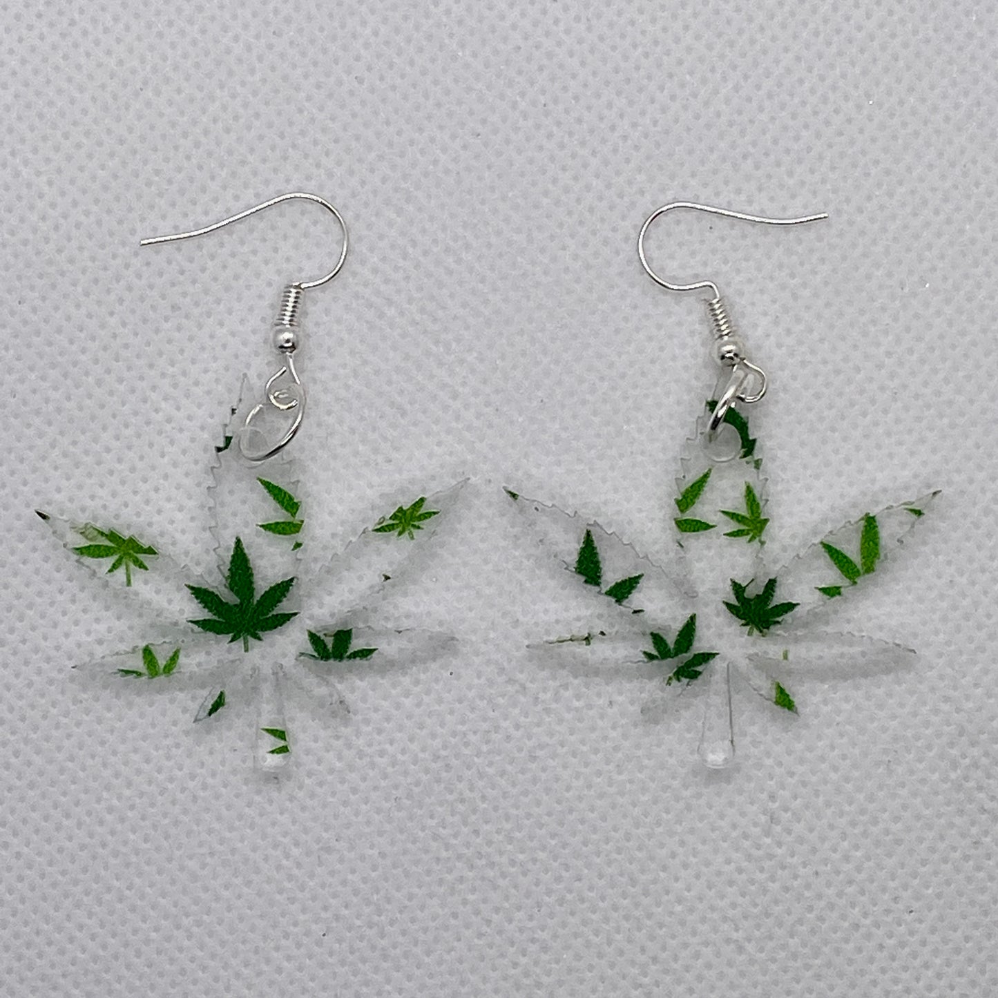Marijuana Print Pot Leaf Acrylic Earrings