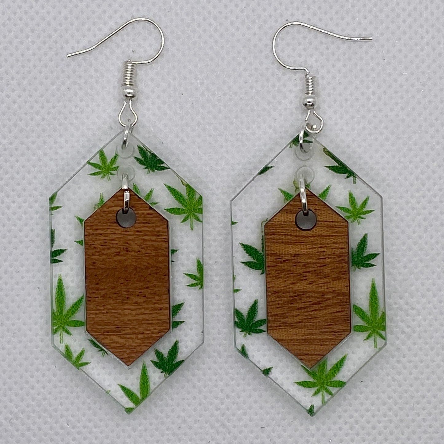 Weed & Wood Diamond Shape Acrylic Earrings