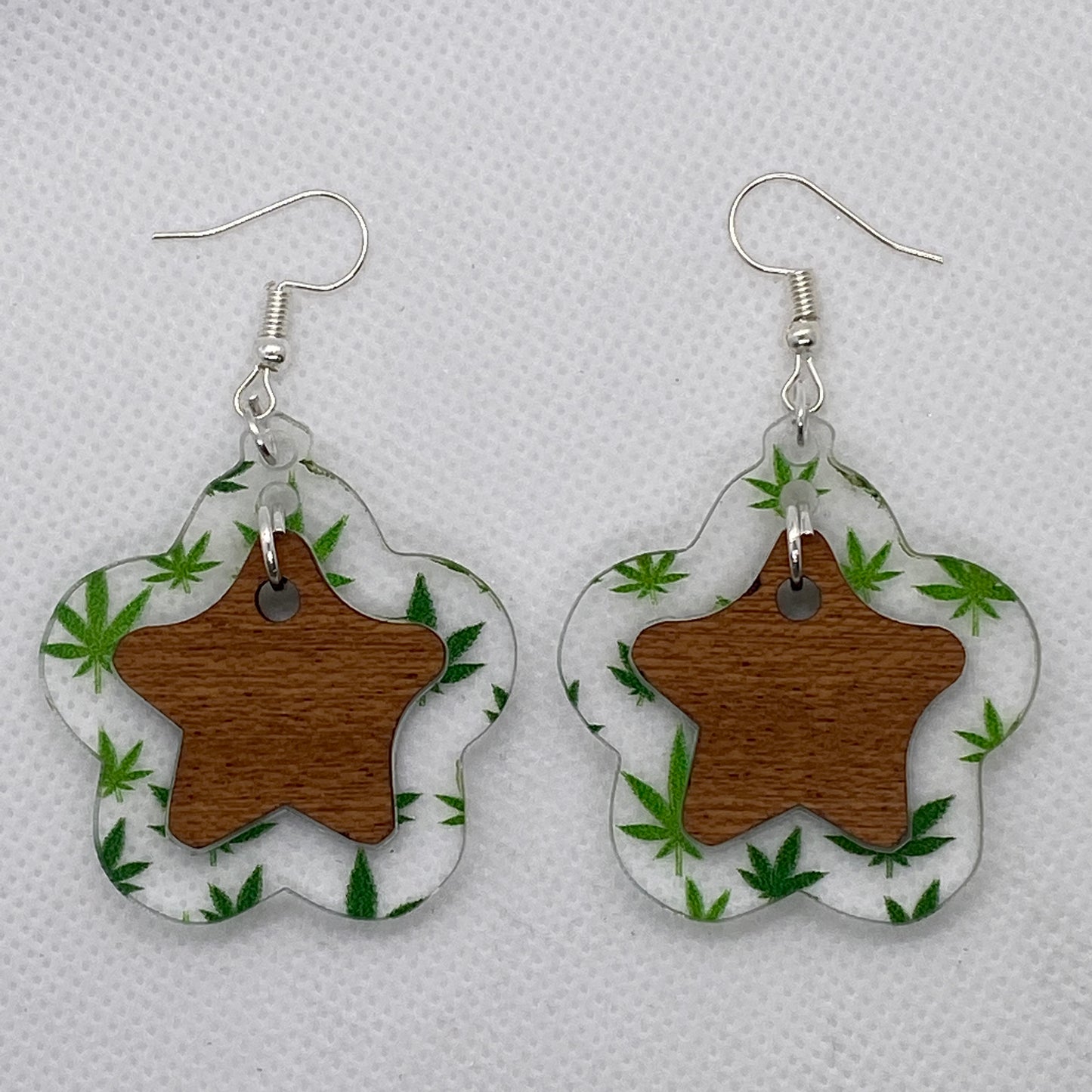 Weed & Wood Acrylic Star Earrings