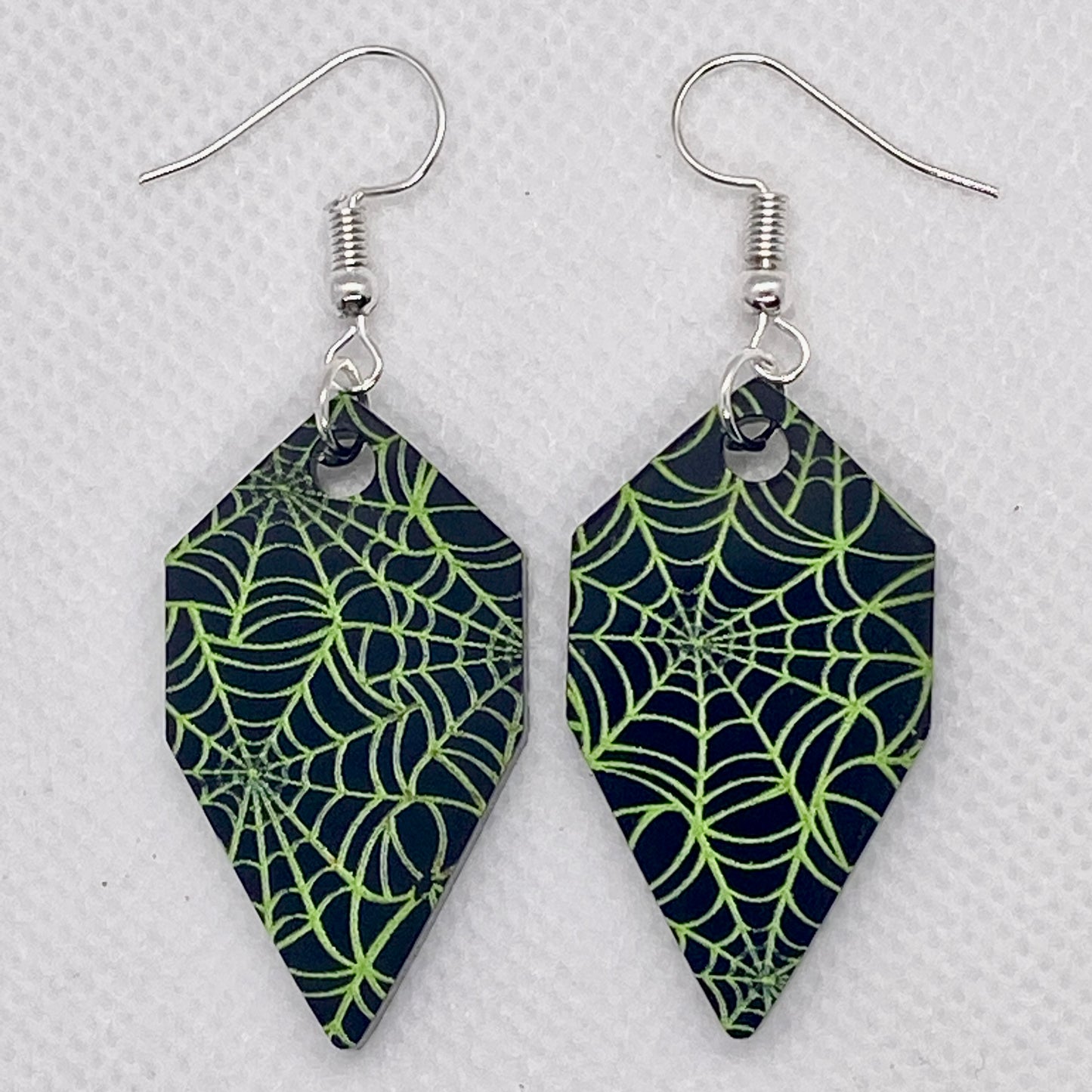 Spiderweb Print Acrylic Earrings (Choice of shape and color!)