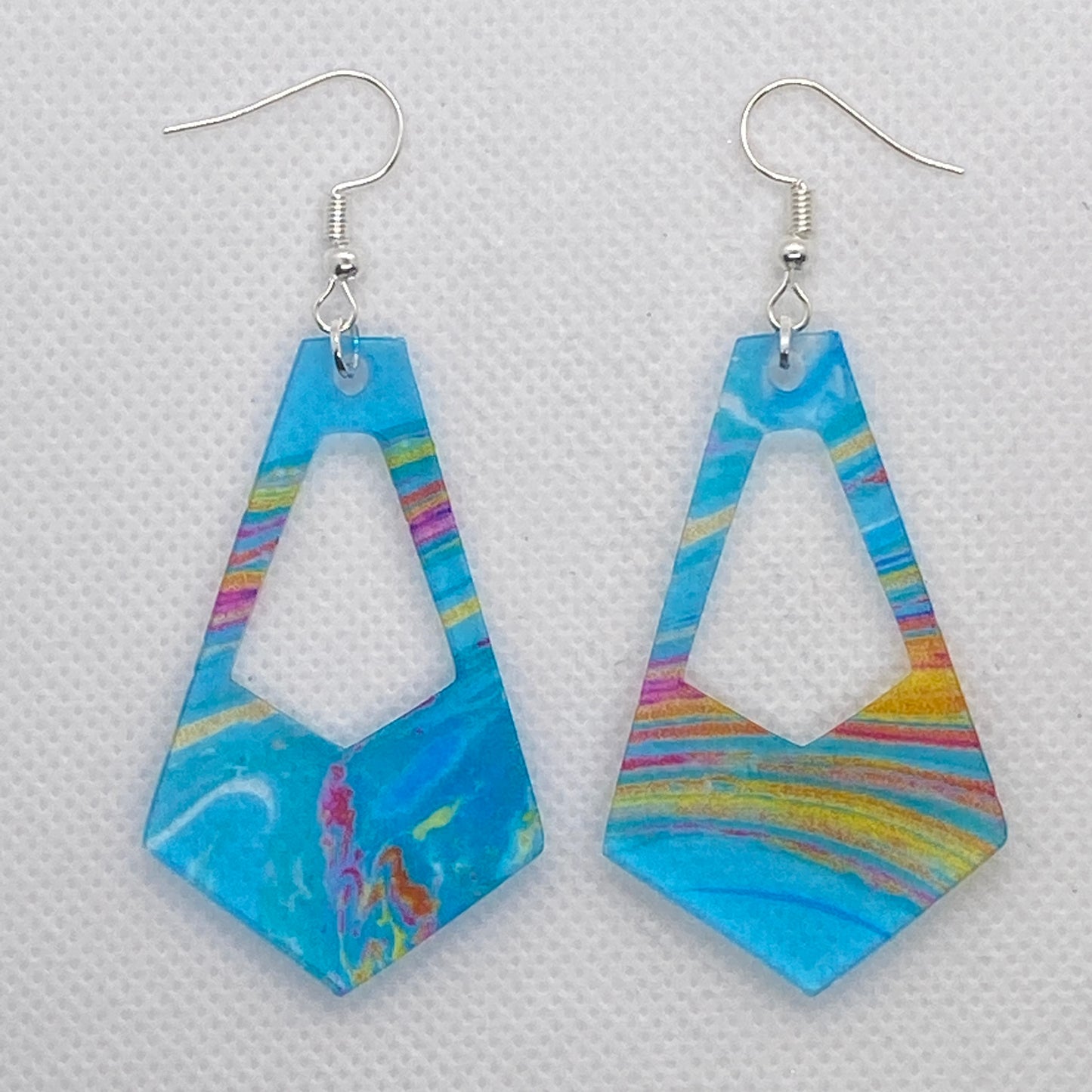 Multi-Color Oil Slick Drop Cut Out Acrylic Earrings