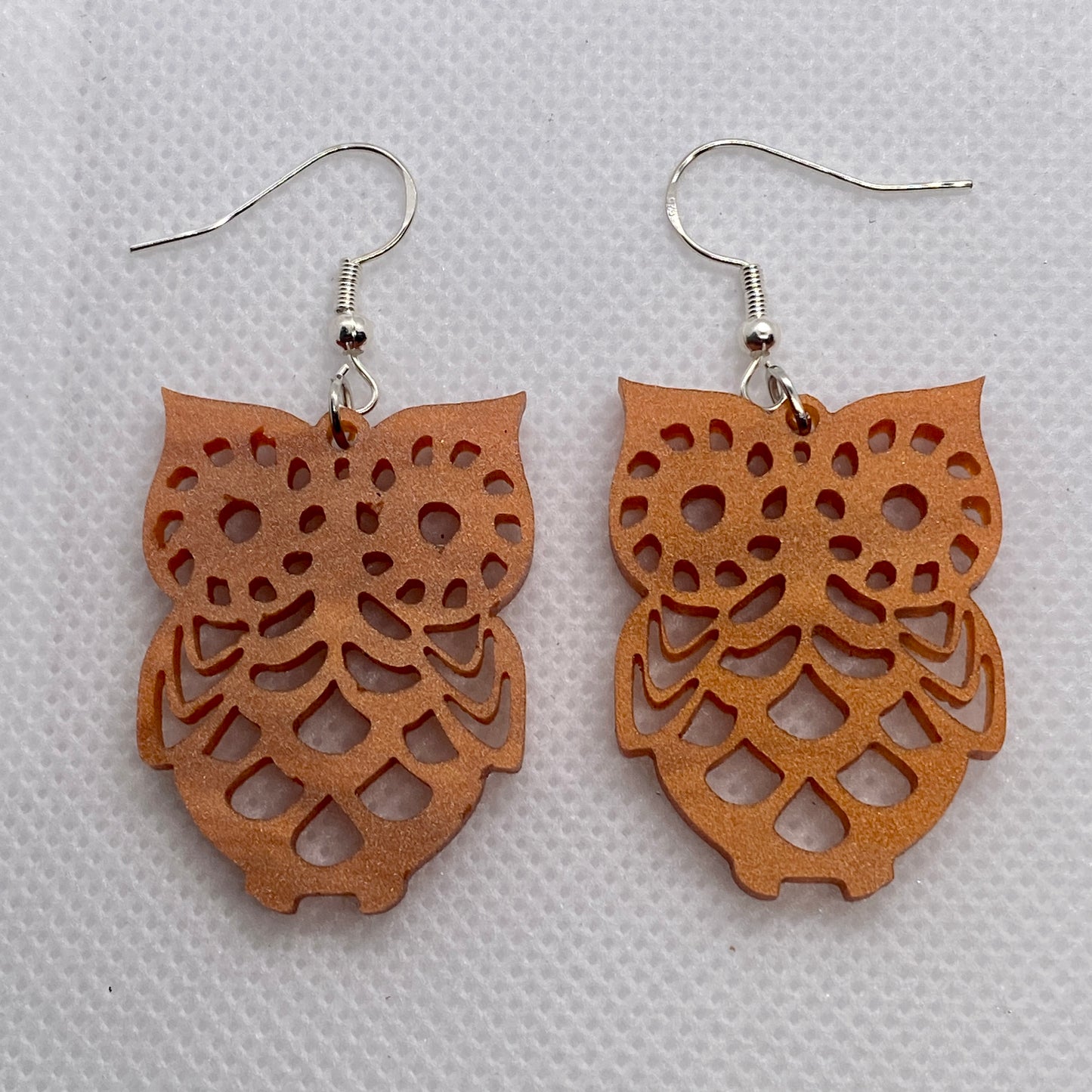Bronze Marble Acrylic Owl Earrings