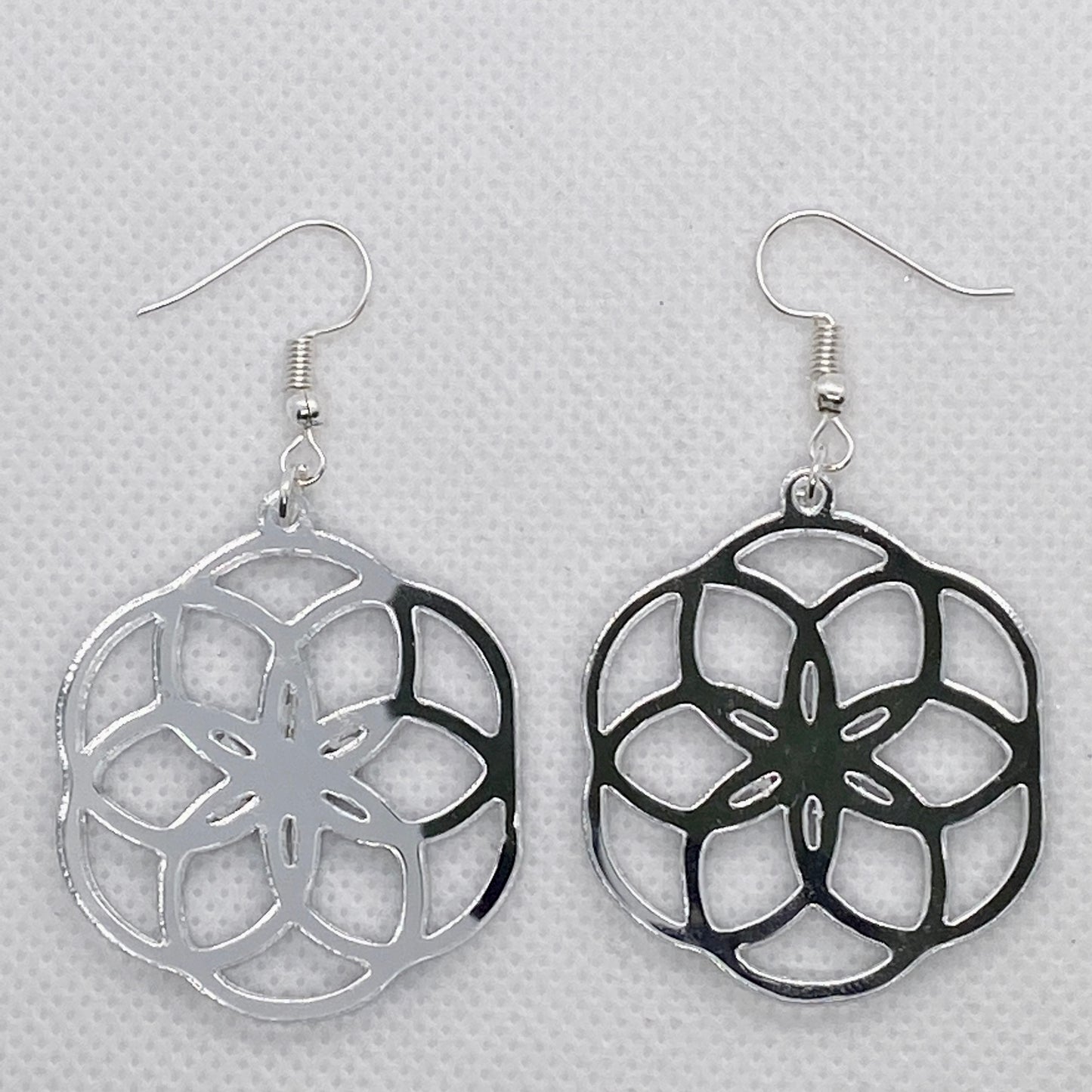 Silver Mirror Acrylic Abstract Earrings
