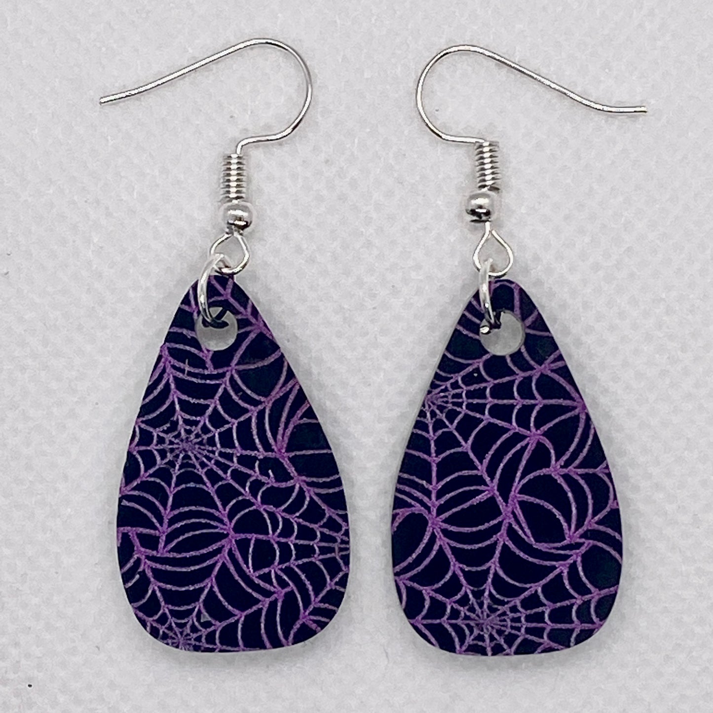 Spiderweb Print Acrylic Earrings (Choice of shape and color!)