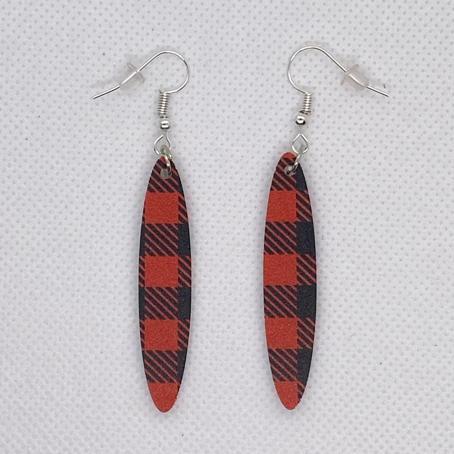 Buffalo Plaid Long Oval Dangle Earrings