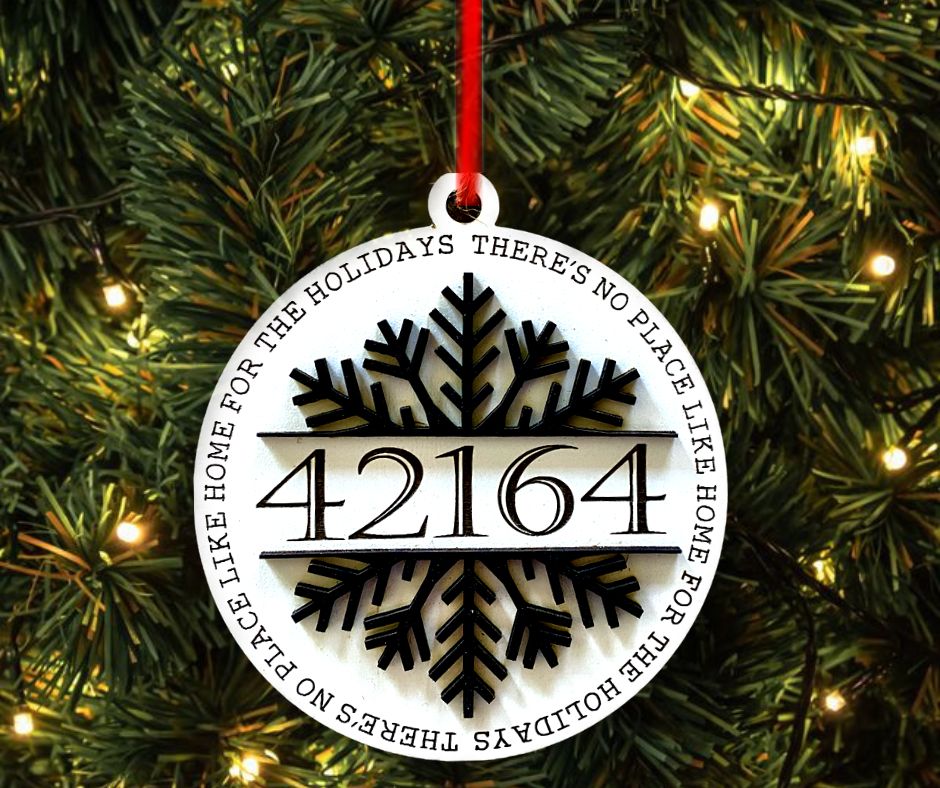 Zip Code Snowflake "There's No Place Like Home" Christmas Tree Ornament