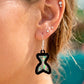 Abalone Shell Mermaid Tail Earrings, Black Acrylic Inlay Coastal Dangles, Cute Ocean Beach Jewelry, Surgical Stainless Steel, Gift for Her