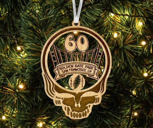 Grateful Dead 60 Year Anniversary Golden Gate Park San Francisco Steal Your Face Christmas Ornament