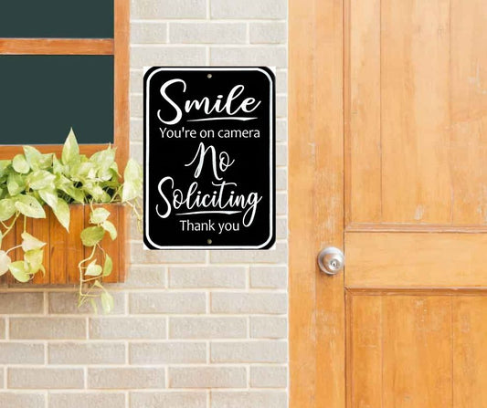 No Soliciting Sign - Smile You're on Camera