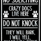 No Soliciting Sign - Dogs Will Bark