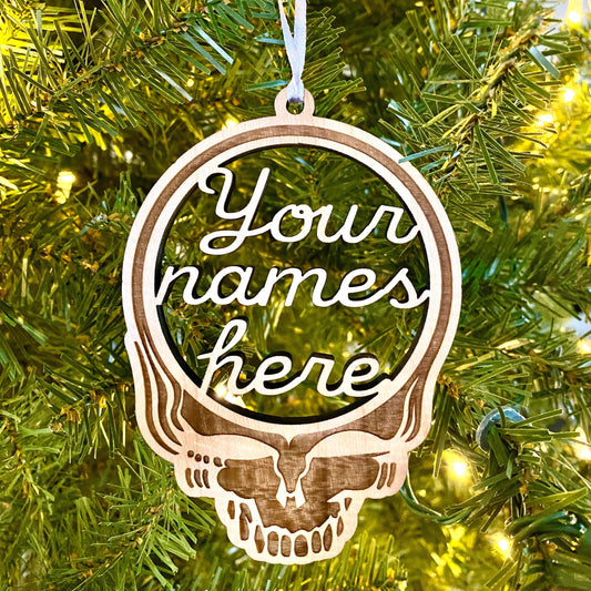 Personalized Grateful Dead Steal Your Face Christmas Ornament, Deadhead Gift, Custom Name