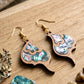 Abalone Shell Wood Earrings, Laser Cut Wooden Dangle Earrings, Boho Butterfly Earrings, Iridescent Shell Inlay Jewelry, Hypoallergenic Gift