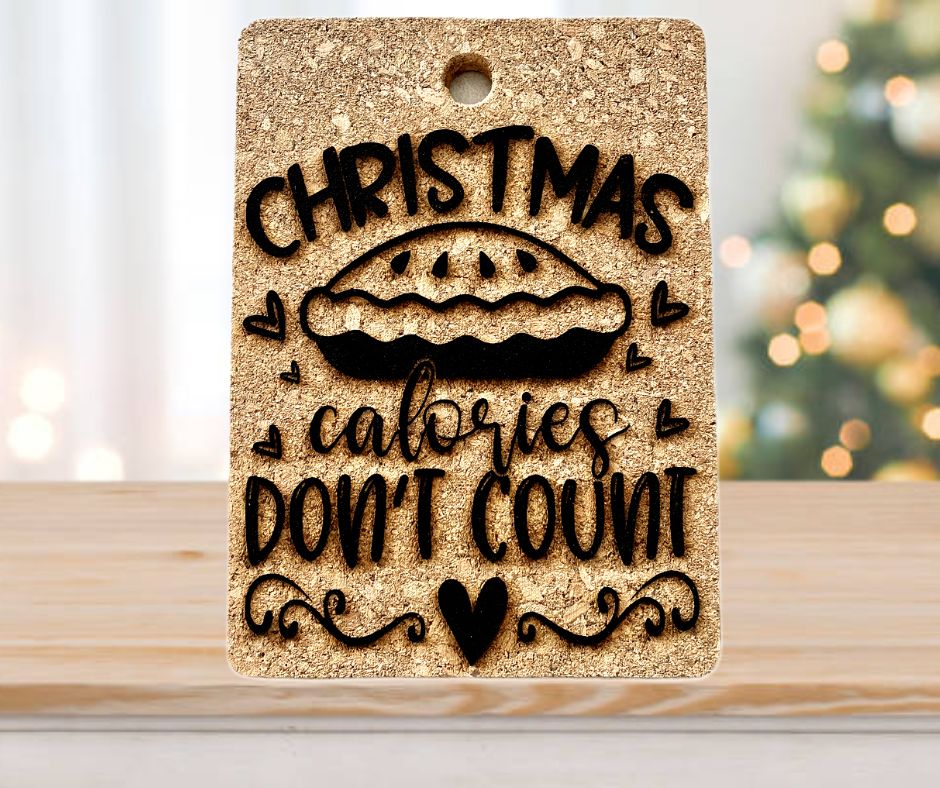 Christmas Calories Don't Count Cork Hot Pad