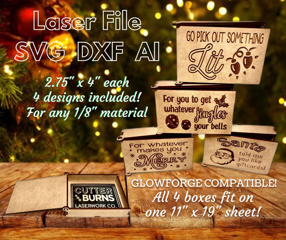 Christmas Gift Card Boxes - LASER FILE (Digital Product ONLY)