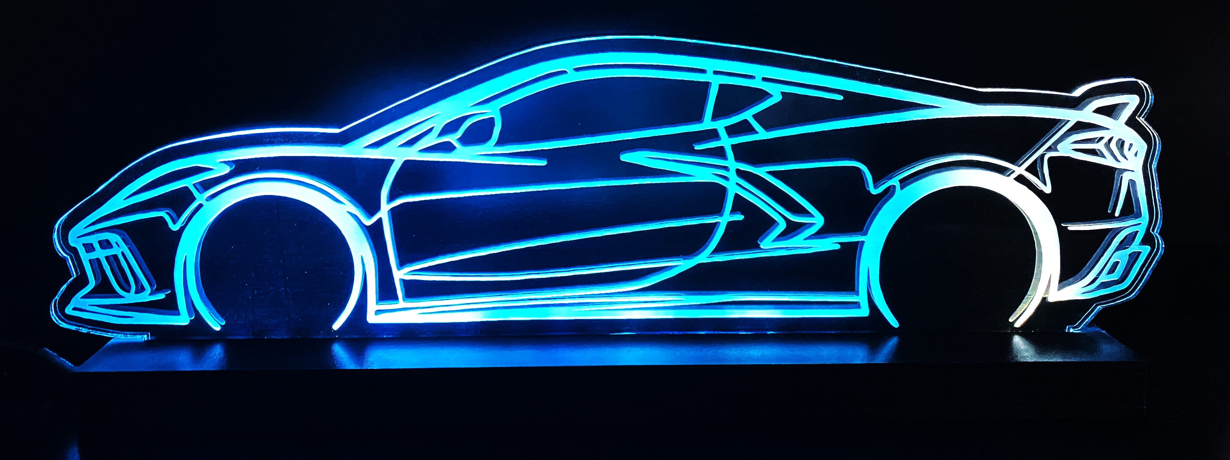 C8 Corvette Interactive Light Up LED Color Changing Cut Out Acrylic Sign