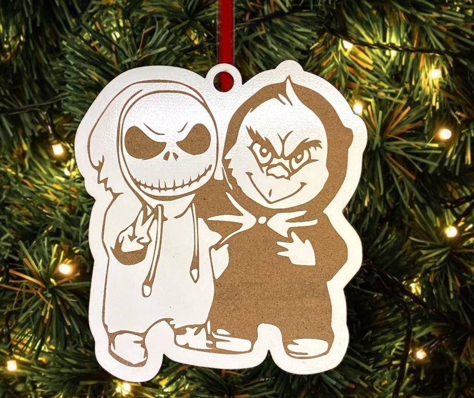 Jack and Grinch Hood Buddies Christmas Tree Ornament