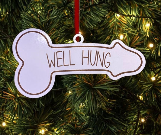 Well Hung Funny Christmas Tree Ornament