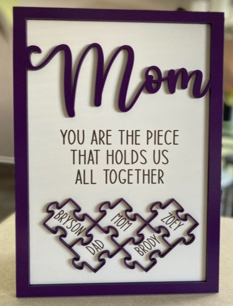 Personalized Mom Puzzle Piece Wall Hanging
